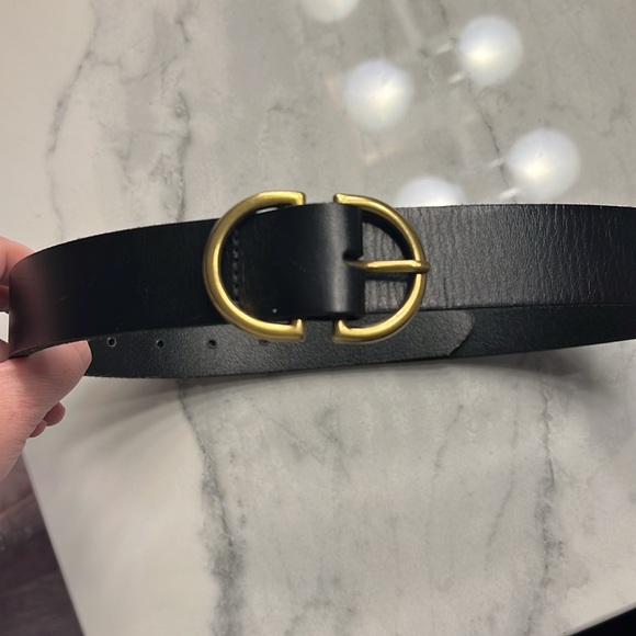 🦅 AE Women’s Black Genuine Cow Leather Belt Sz Large - Picture 2 of 2